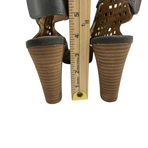 Report Rumi Womens Laser Cut Peep Toe Gray‎ Sandal Pump Size 10 - Picture 3 of 9
